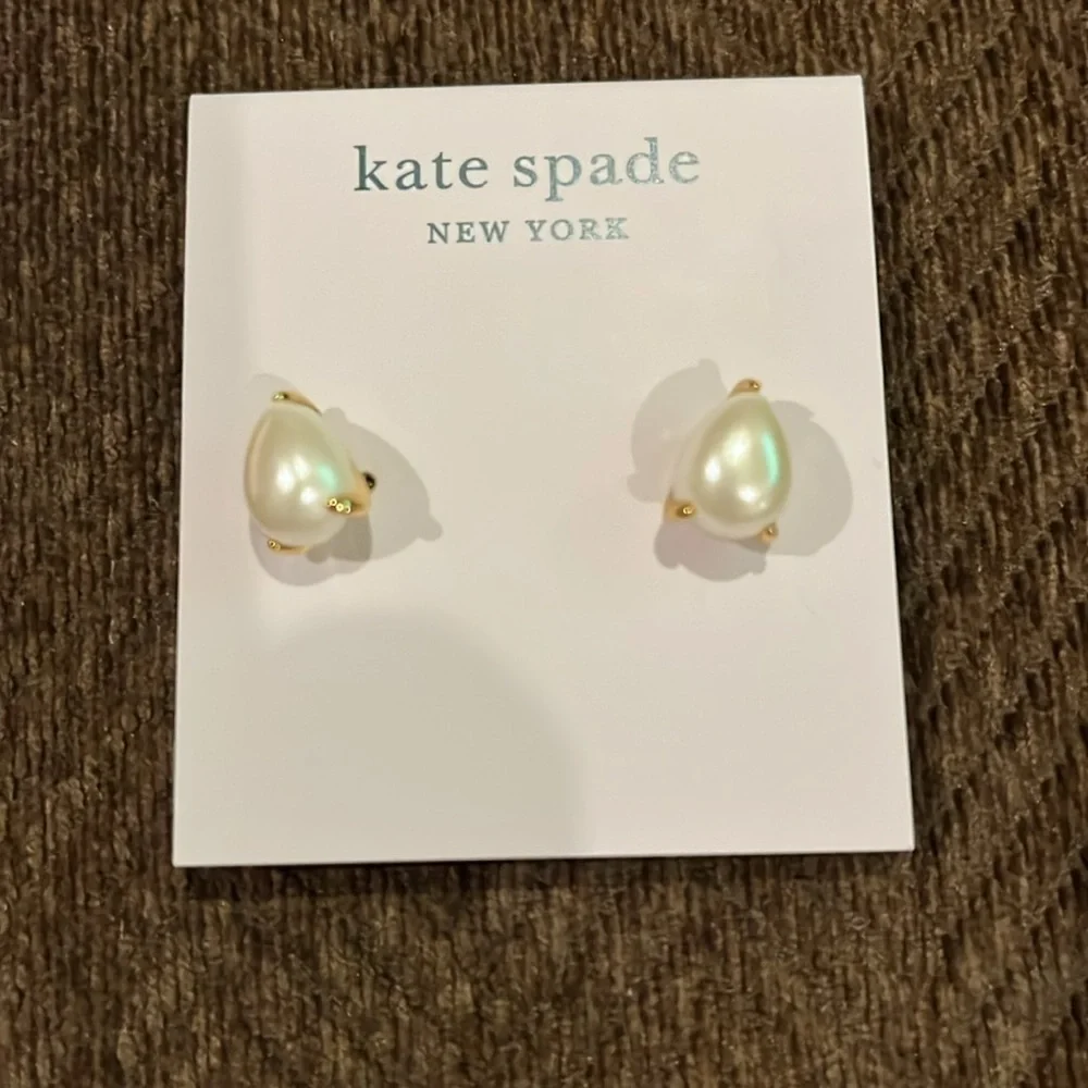 kate spade Brilliant Statement Pear-cut Pearl Stud Earrings/ NWT